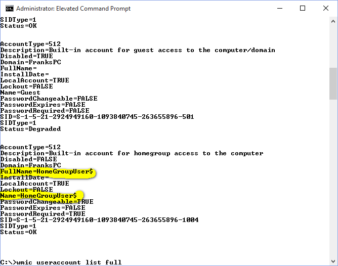 net user show local groups