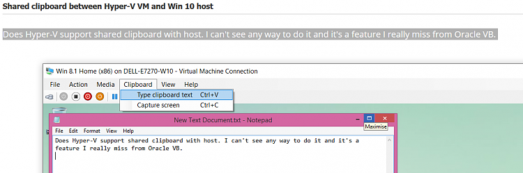 Shared Clipboard Between Hyper V Vm And Win 10 Host Windows 10