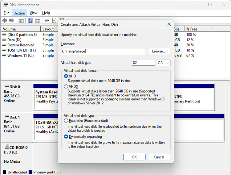 Recover a Drive Image from Host machine USB drive to VM guest m.-disk-manager-create-vhd.png