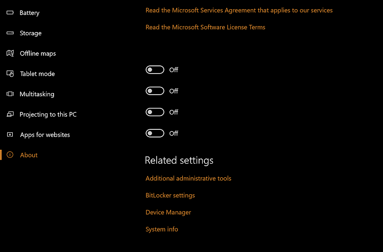 Case of the four unlabeled toggle buttons in Windows 10 build 14946-buttons.png