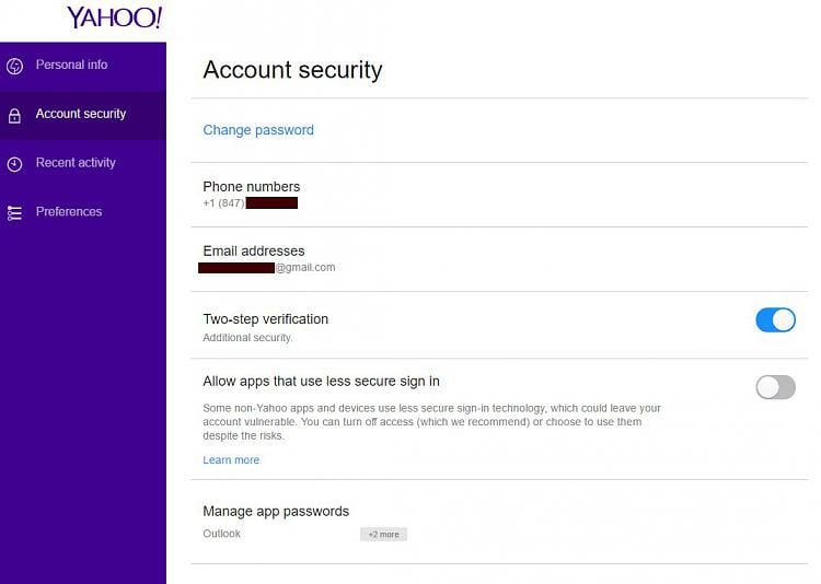 How do i change my security questions on yahoo mail