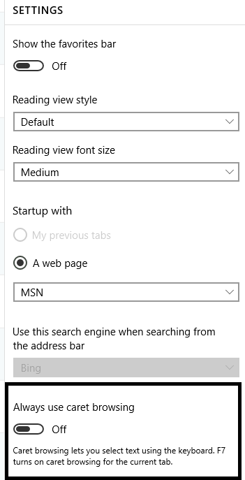 Windows 10 Technical Preview Build 10049 now available-caret-browsing.png