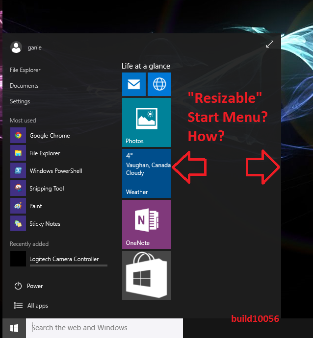 Windows 10 build 10056 has leaked-10056_startmenu.png