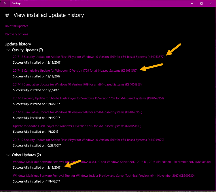 Cumulative Update KB4054517 Windows 10 v1709 Build 16299.125-update-history-after-decembers-patch-tuesday.png