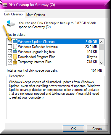 Cumulative Update KB4054517 Windows 10 v1709 Build 16299.125-items-check-disk-cleanup-window.png