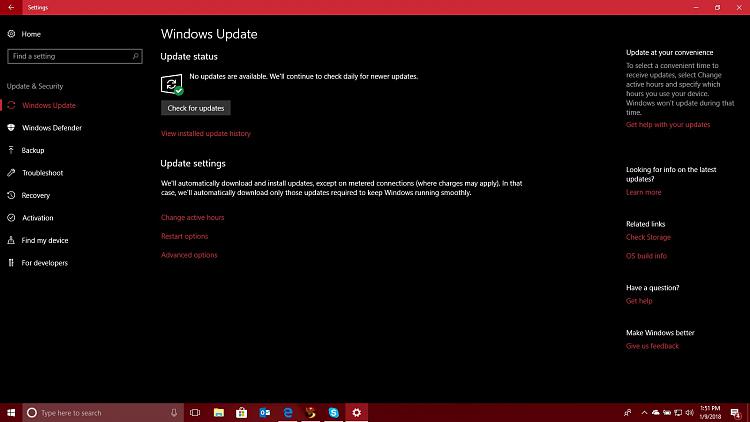 Cumulative Update KB4056892 Windows 10 v1709 Build 16299.192-no-updates-avaialble.jpg