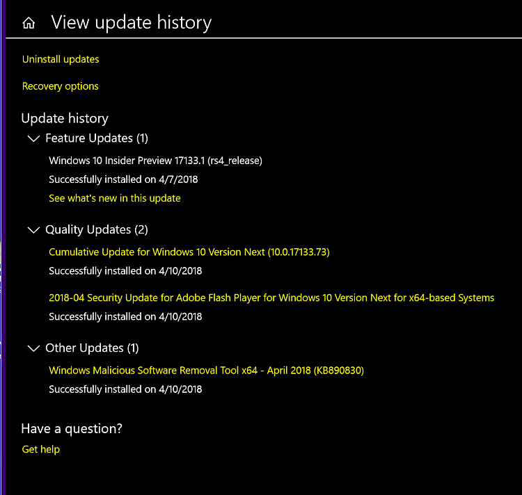 KB4100375 Windows 10 Insider Release Preview Build 17133.73 - Apr.10-untitled.png