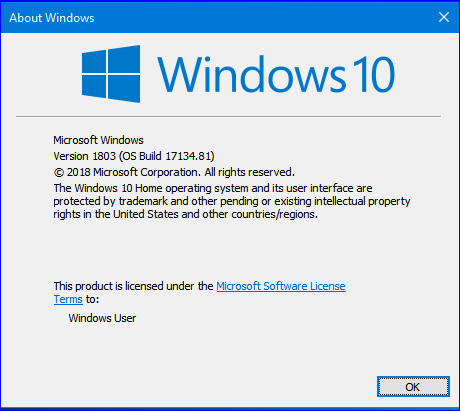 Cumulative Update KB4100403 Windows 10 v1803 Build 17134.81 - May 23-build-17134.81-.png