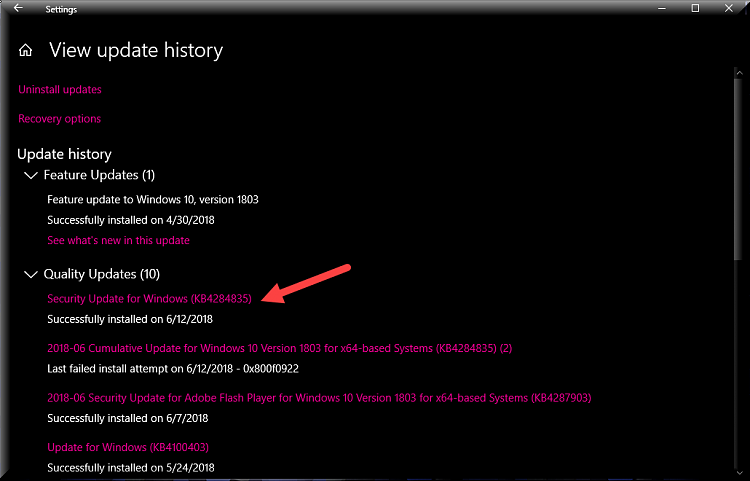 Cumulative Update KB4284835 Windows 10 v1803 Build 17134.112 - June 12-kb4284835-sucessfully-installed.png