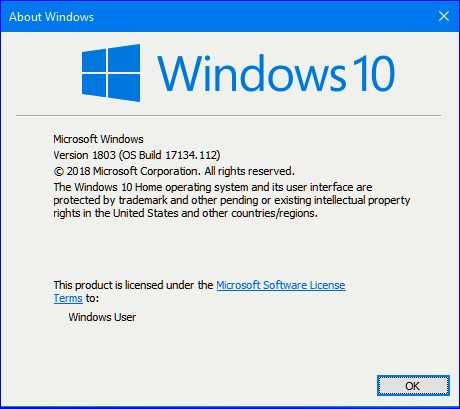 Cumulative Update KB4284835 Windows 10 v1803 Build 17134.112 - June 12-17134.112.png