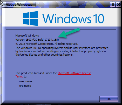 Cumulative Update KB4338819 Windows 10 v1803 Build 17134.165 - July 10-winver-after-installing-kb4338819.png
