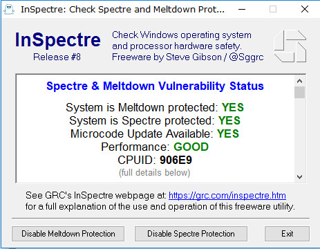 KB4346085 Intel microcode updates for Windows 10 v1709 - August 21-inspectre-results-b-kb4090007.jpg