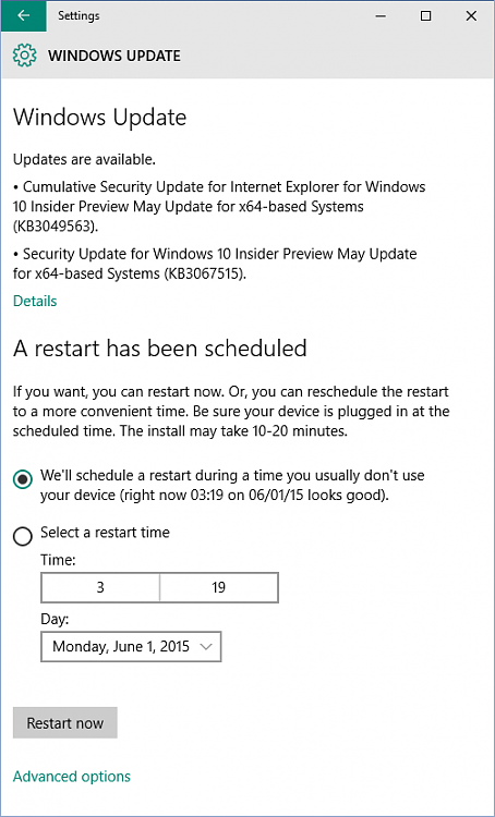 New Security Updates KB3049563 and KB3067515 for Windows 10-wufubar.png