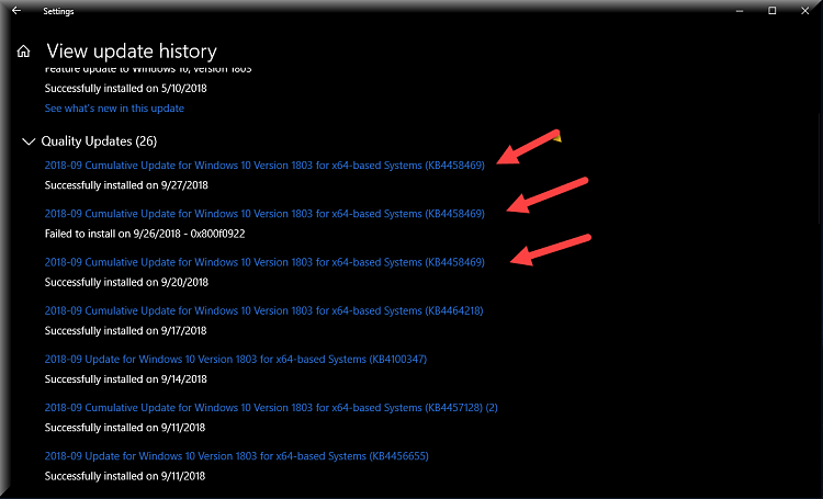 Cumulative Update KB4458469 Windows 10 v1803 Build 17134.320 Sept. 26-kb4458469-installed-3-times.png
