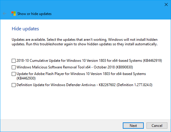 Cumulative Update KB4462919 Windows 10 v1803 Build 17134.345 - Oct. 9-capture.png