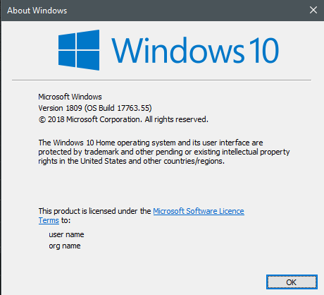 Cumulative Update KB4464330 Windows 10 v1809 Build 17763.55 - Oct. 9-55.png