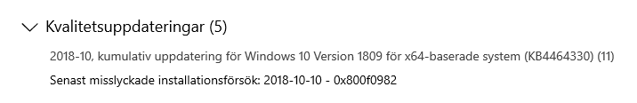 Cumulative Update KB4464330 Windows 10 v1809 Build 17763.55 - Oct. 9-2018-10-10-16_20_51-instaellningar.png