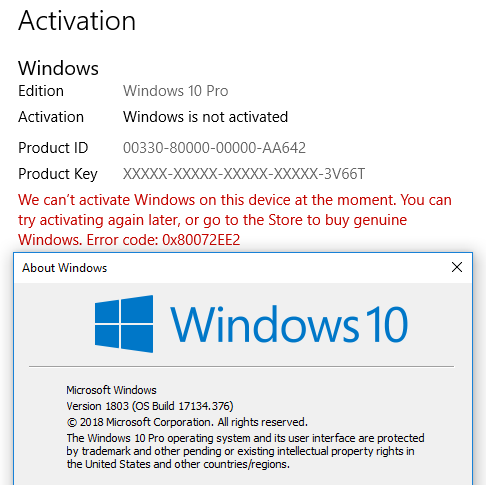 MSFT acknowledges some Win10 Pro licenses being mistakenly deactivated-1803-not-activated.png