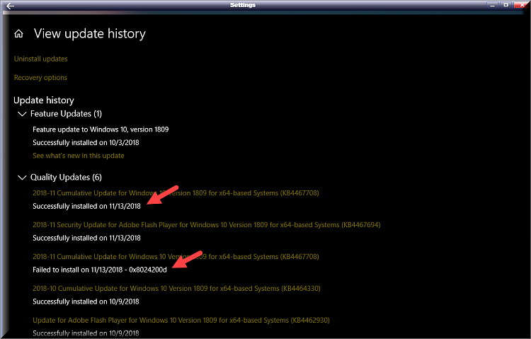 Cumulative Update KB4467708 Windows 10 v1809 Build 17763.134 - Nov. 13-kb4467708-failed-unnoticed.png
