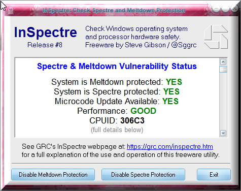 Current Status of Windows 10 October 2018 Update version 1809-inspectre-result-after-kb4467708.png