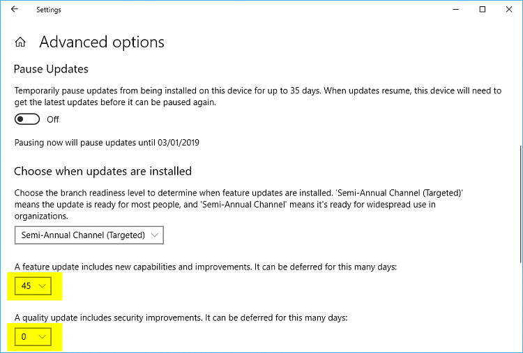 Cumulative Update KB4467682 Windows 10 v1803 Build 17134.441 - Nov. 27-deferredupdates.png