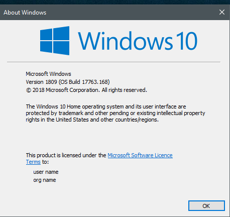 KB4469342 Windows 10 Insider RP v1809 Build 17763.168 - Dec. 3-168.png