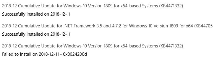 Cumulative Update KB4471332 Windows 10 v1809 Build 17763.194 - Dec. 11-fail.jpg