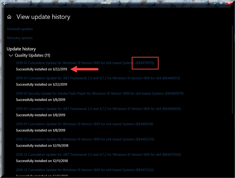 Cumulative Update KB4476976 Windows 10 v1809 Build 17763.292 - Jan. 22-kb4476976-successfully-installed.png