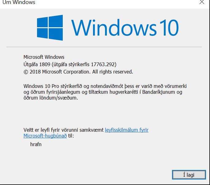 Cumulative Update KB4476976 Windows 10 v1809 Build 17763.292 - Jan. 22-winver.png