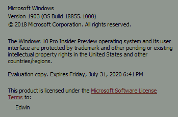 New Windows 10 Insider Preview Skip Ahead Build 18855 20h1 Mar