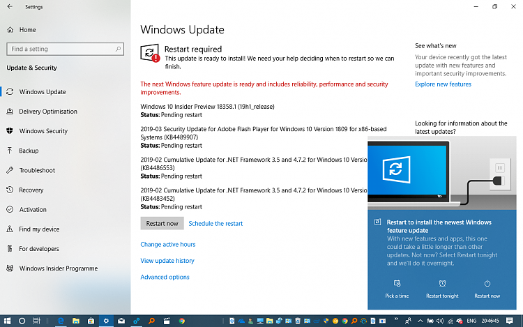 New Windows 10 Insider Preview Fast Build 18358 19h1 March 15