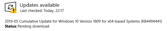 Cumulative Update KB4494441 Windows 10 v1809 Build 17763.503 - May 14-image.png