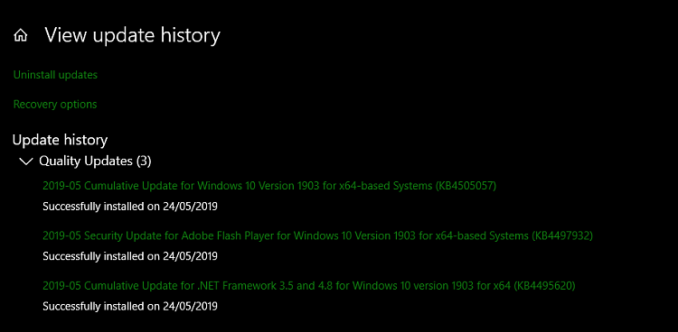 Cumulative Update KB4505057 Windows 10 v1903 build 18362.116 - May 19-update.png