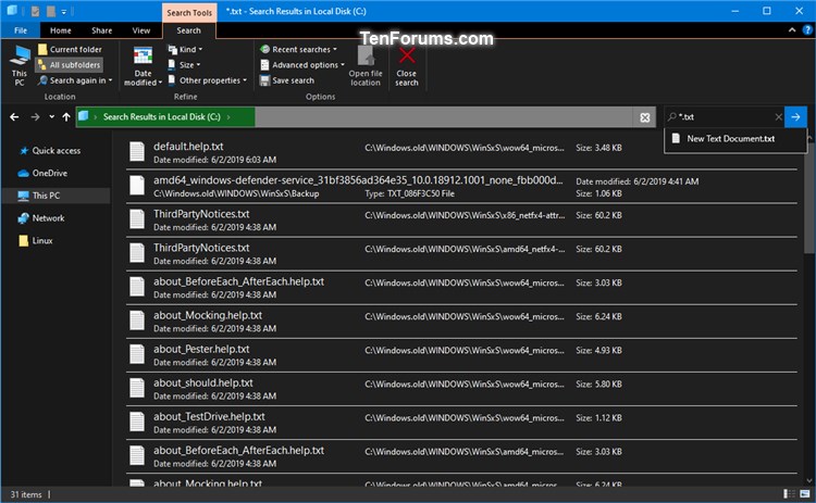 New Windows 10 Insider Preview Fast+Skip Build 18917 (20H1) - June 12-file_explorer_search_dark_mode.jpg