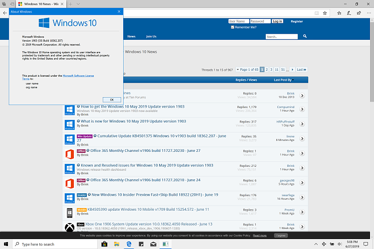 Cumulative Update KB4501375 Windows 10 v1903 build 18362.207 - June 27-untitled.png