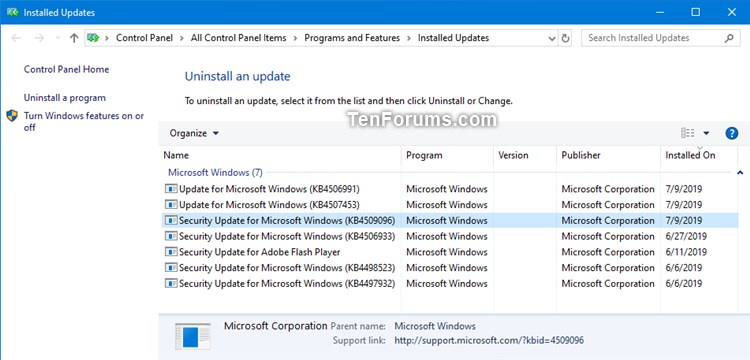 New KB4509096 Servicing Stack Update for Windows 10 v1903 - July 9-installed_updates.jpg