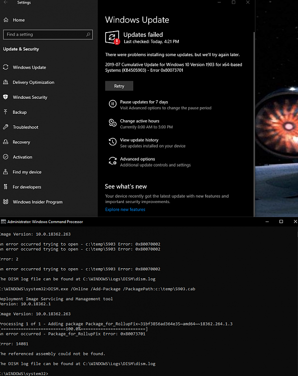 Cumulative Update KB4505903 Windows 10 v1903 build 18362.264 - July 19-image.png