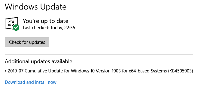 Cumulative Update KB4505903 Windows 10 v1903 build 18362.267 - July 26-optional-d-release-cu.png
