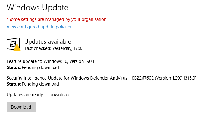 Microsoft now auto updating Windows 10 version 1803 and older to 1903-1803-update-1903-pending.png