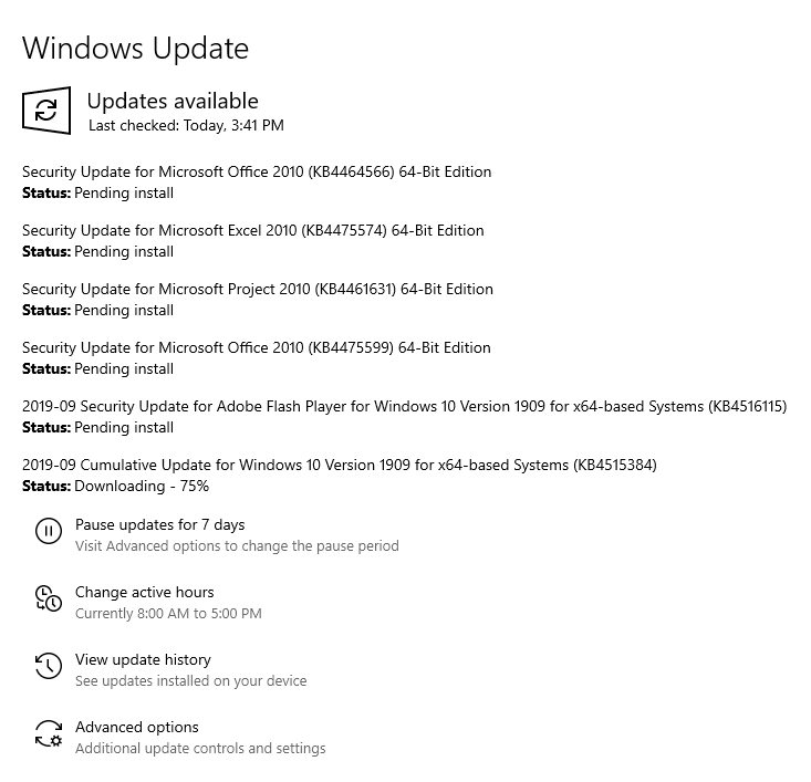 Cumulative Update KB4517245 Windows 10 v1909 Build 18363.329 - Sept. 5-18363.356updates.png