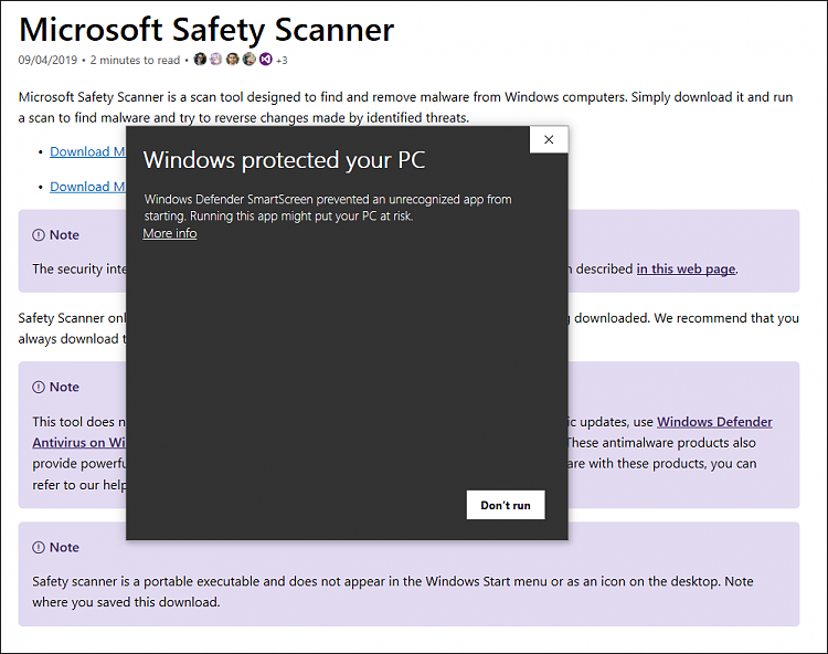 Cumulative Update KB4515384 Windows 10 v1903 build 18362.356 Sept. 10-safety-scan-issus.png