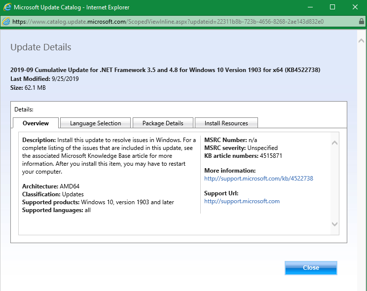 Cumulative Update KB4522738 .NET Framework 3.5, 4.8 Windows 10 Sept.26-kb4522738-kb4515871.png