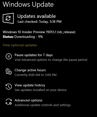 Cumulative Update KB4527587 Windows 10 v1903 build 19008.1000 Oct. 24-wu.png