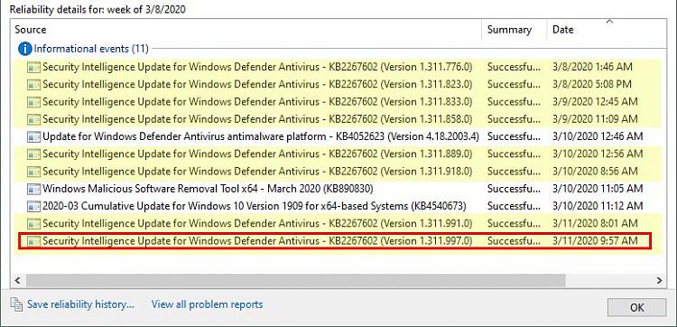 KB4540673 CU Win 10 v1903 build 18362.719 and v1909 build 18363.719-defenderreliabilityhistory.jpg