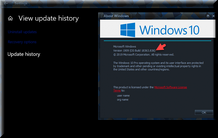 KB4556799 CU Win 10 v1903 build 18362.836 and v1909 build 18363.836-winver-after-installing-kb4556799.png