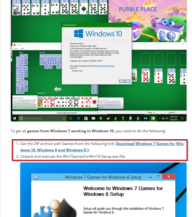 Get Windows 7 games for Windows 10