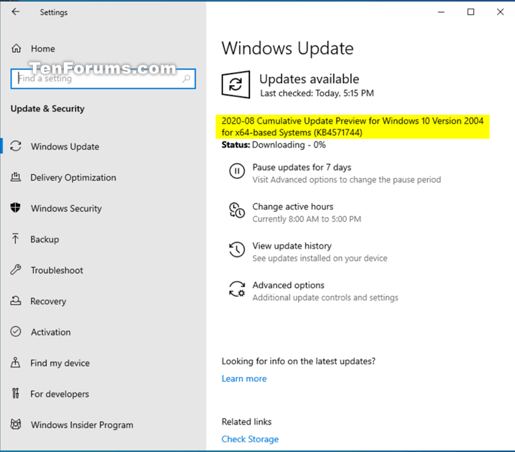KB4571744 Cumulative Update Windows 10 v2004 build 19041.488 - Sept. 3-kb4571744-3.png