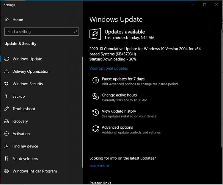KB4579311 Cumulative Update Windows 10 v2004 build 19041.572 - Oct. 13-stuck.jpg
