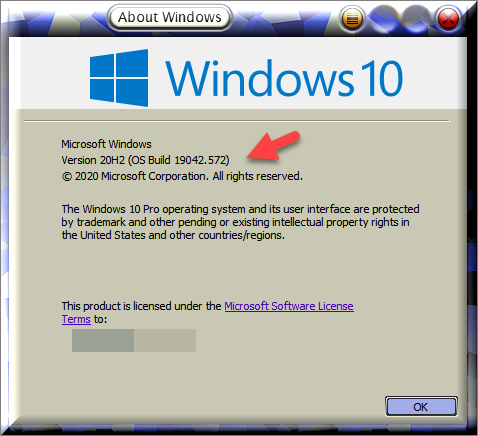 Windows 10 Insider Preview Beta and RP Channel Build 19042.572 (20H2)-winver-after-installing-kb4579311.png
