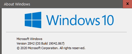 KB5000802 CU Windows 10 v2004 build 19041.867 and v20H2 19042.867-winver.png